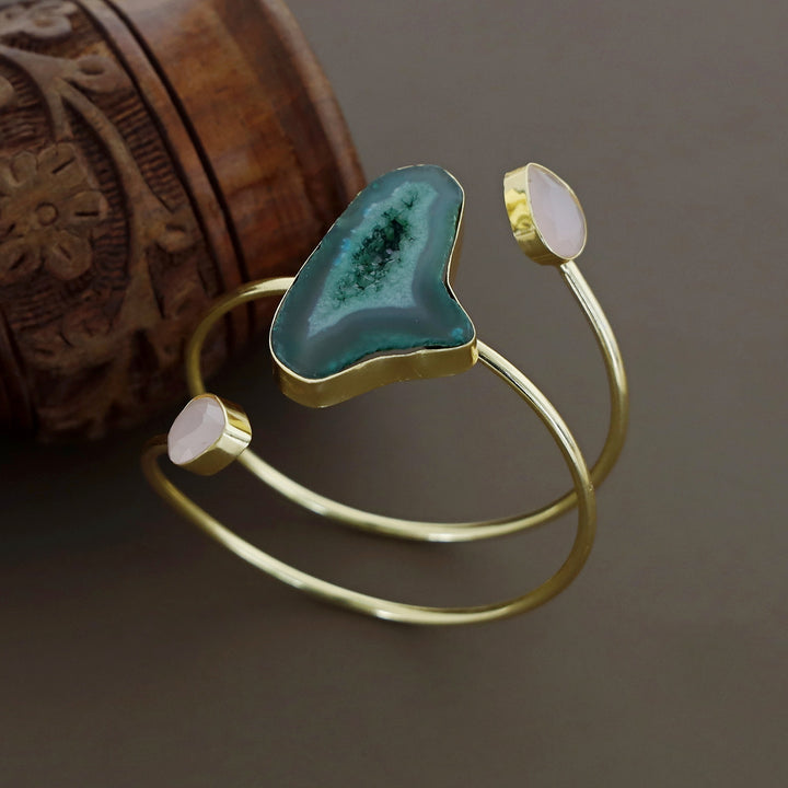 Isabella Golden Agate + Glossy Stone Bangle
