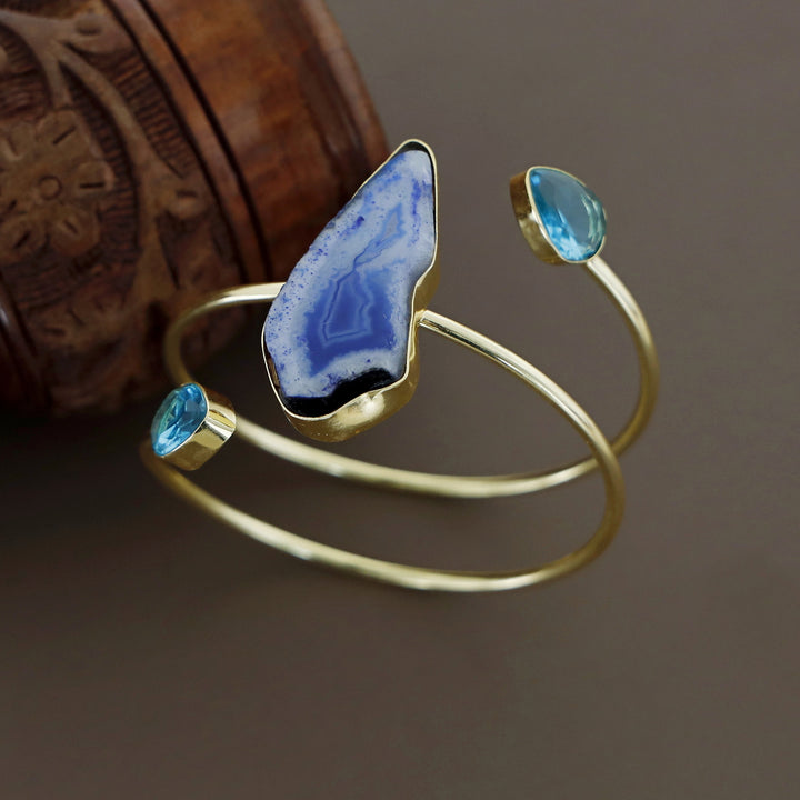 Isabella Golden Agate + Glossy Stone Bangle