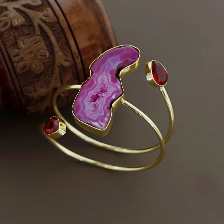 Isabella Golden Agate + Glossy Stone Bangle
