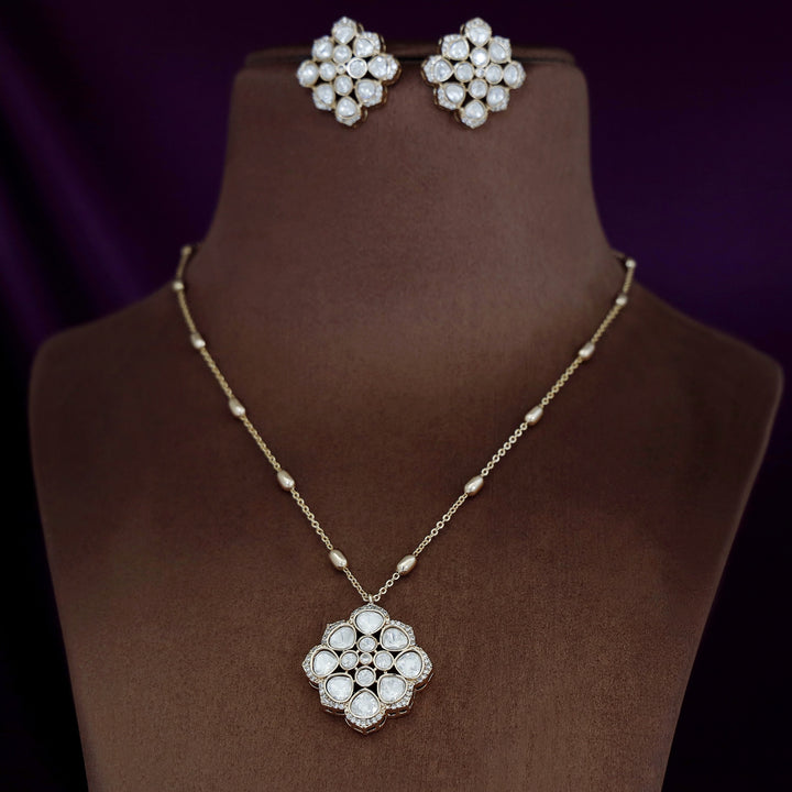 Thalassa Floral Kundan Neckpiece With Earring