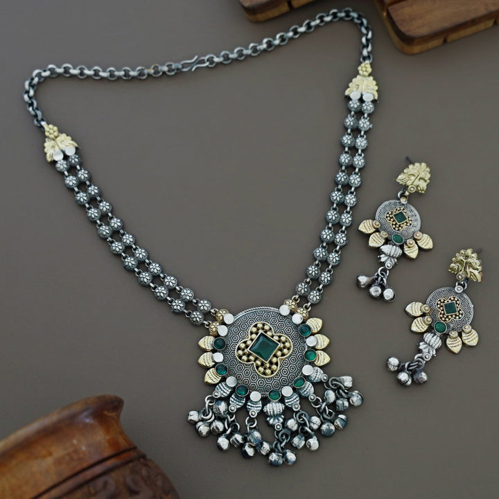 Bansari Dual Tone Ghungroo Neckpiece With Earring