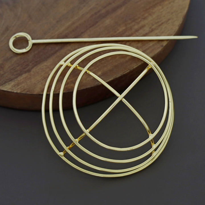 Emerie Golden Hair Bun Cage With Stick