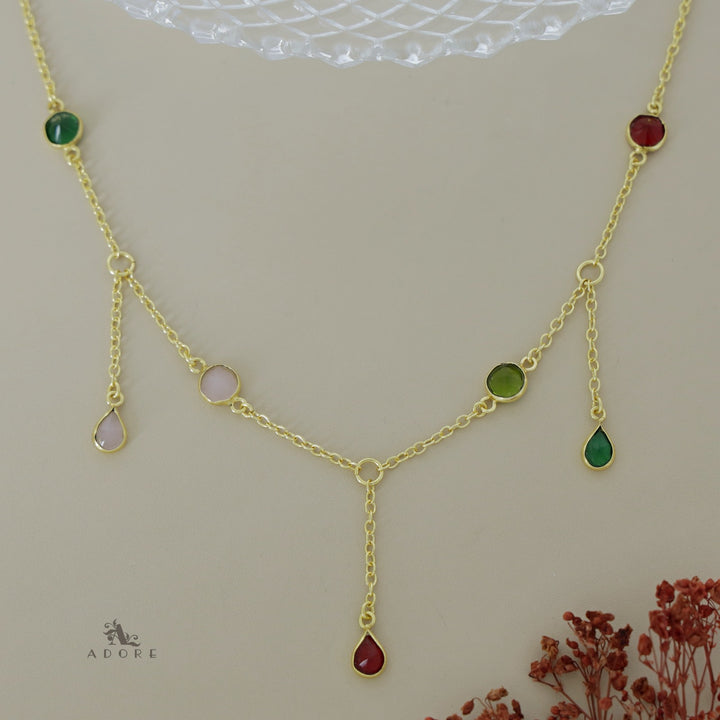 Glossy Drop 7 Stone Neckpiece