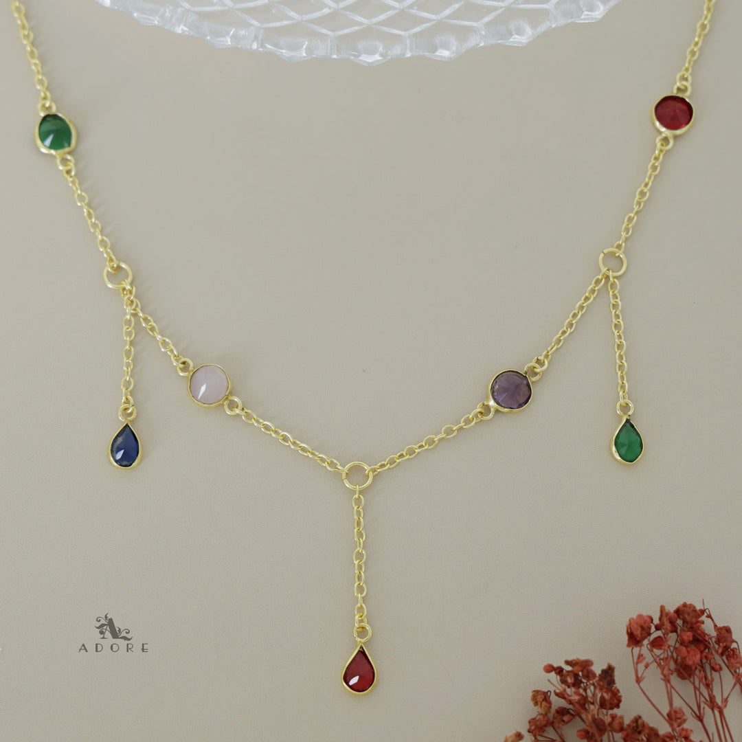 Glossy Drop 7 Stone Neckpiece