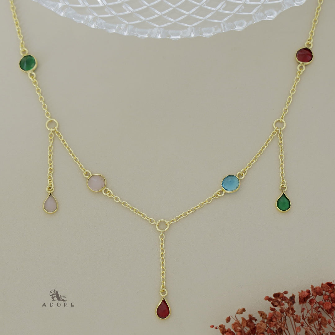 Glossy Drop 7 Stone Neckpiece