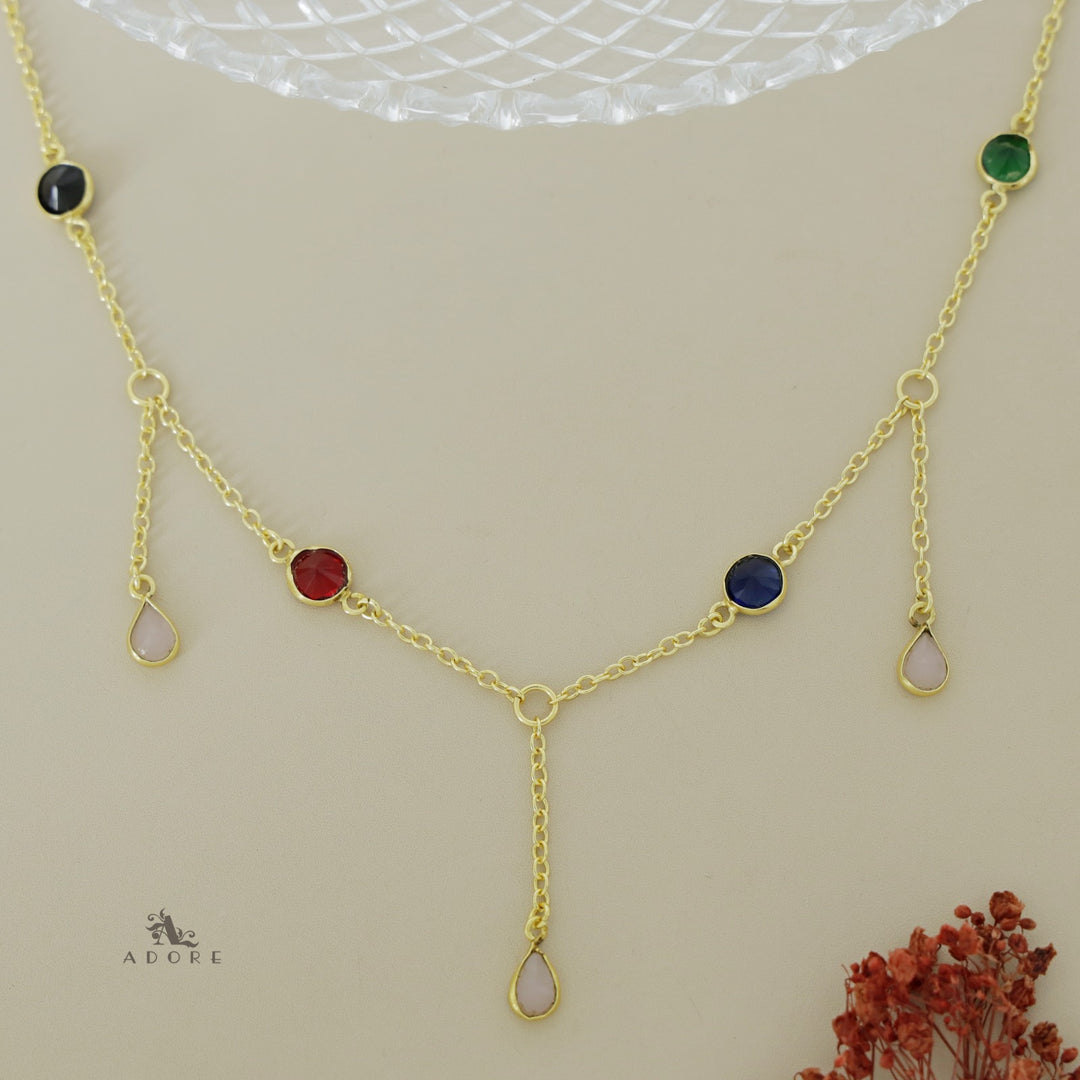 Glossy Drop 7 Stone Neckpiece