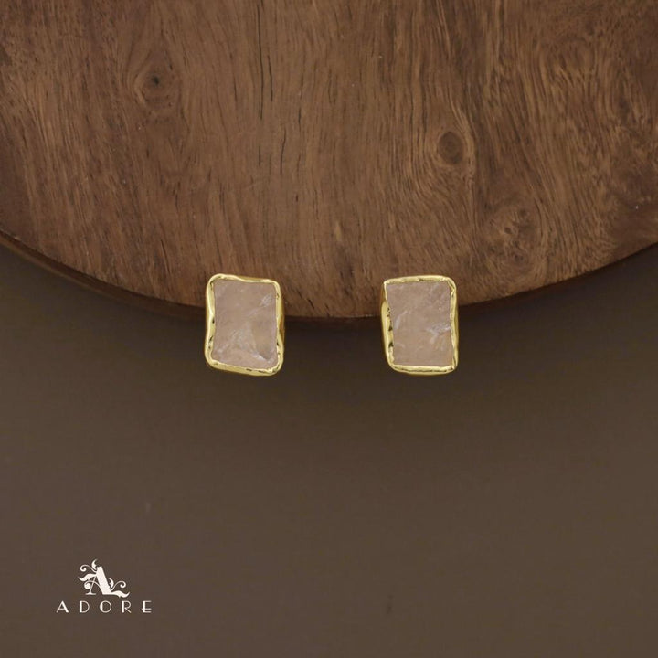 Rushika Rectangle Raw Stone Short Neckpiece With Stud