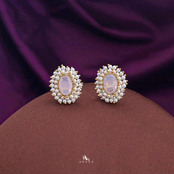 Ahelia Glossy Oval Cluster Pearl Earring