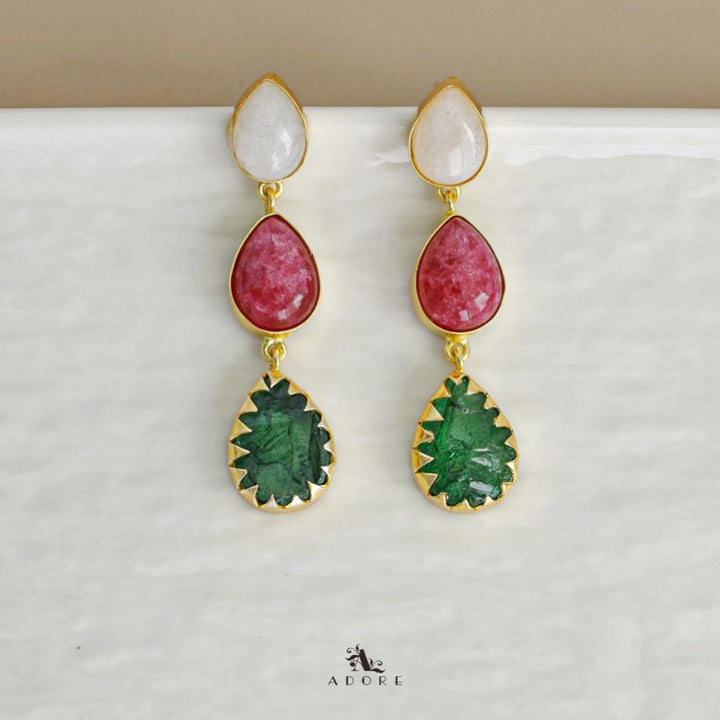 Marla Tri Drop Dyed Stone Earring