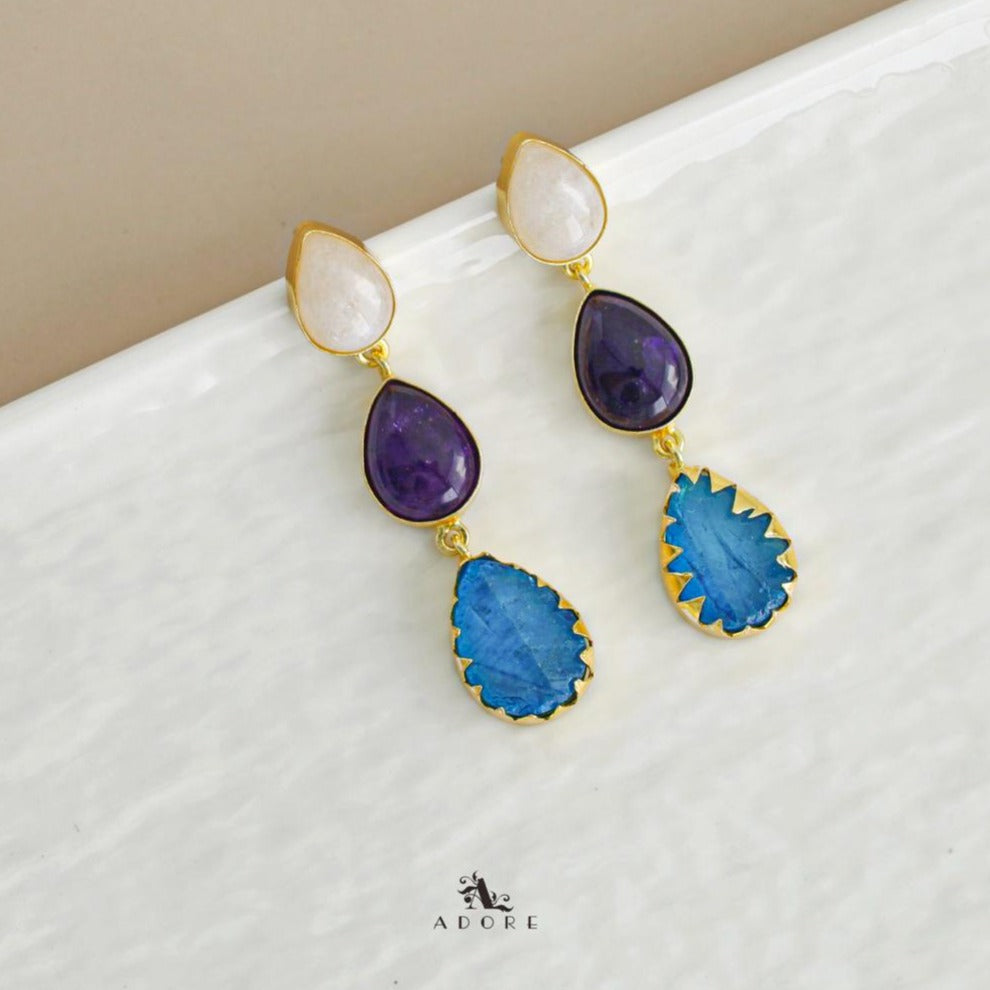 Marla Tri Drop Dyed Stone Earring