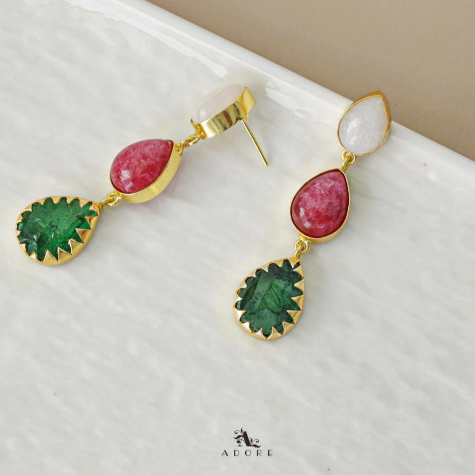 Marla Tri Drop Dyed Stone Earring