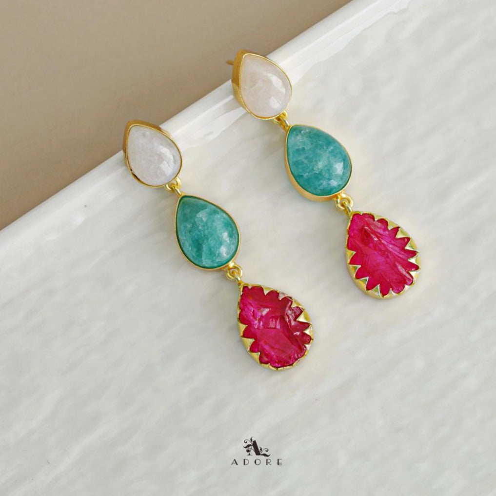 Marla Tri Drop Dyed Stone Earring