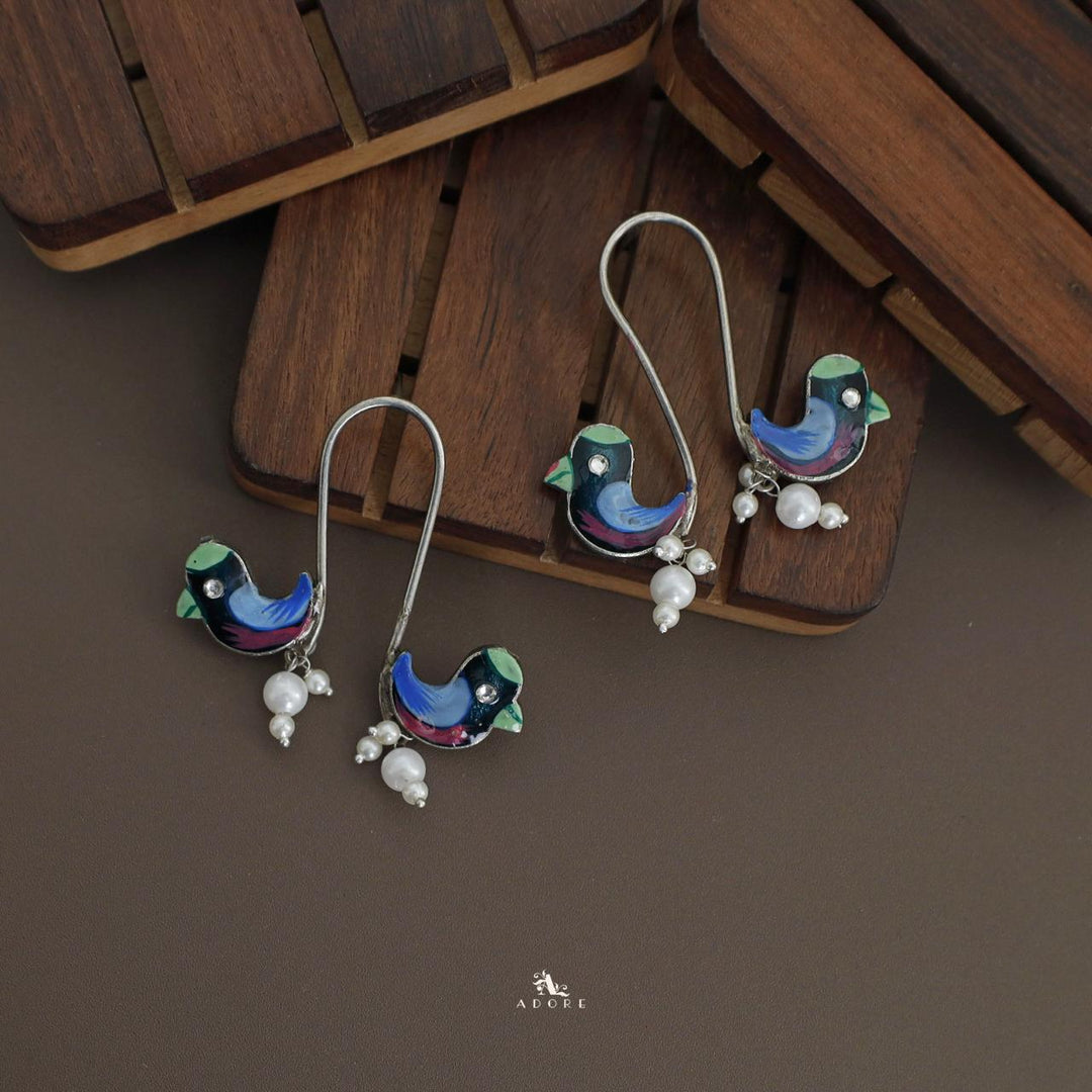 Antique Curvy Meenakari Bonsy Bird Earring