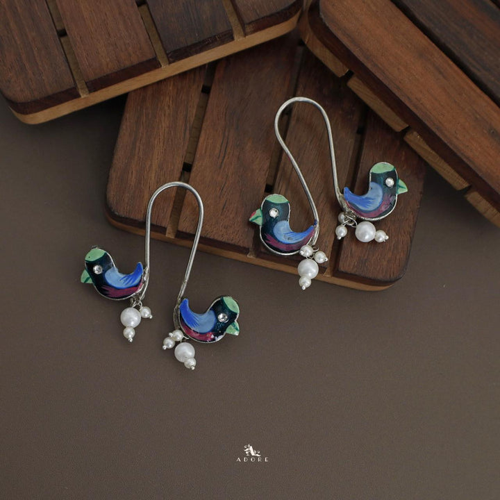 Antique Curvy Meenakari Bonsy Bird Earring
