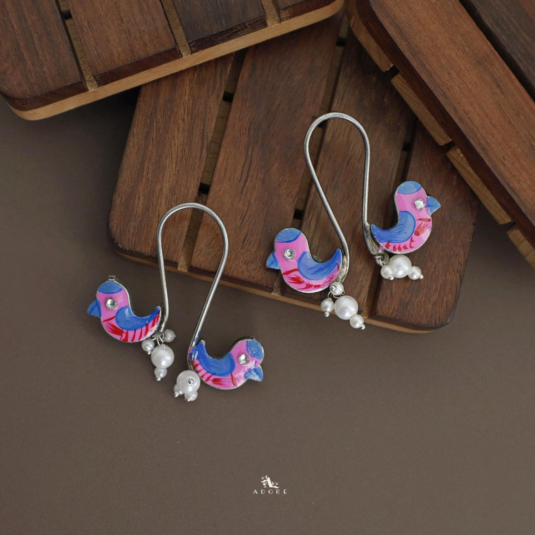 Antique Curvy Meenakari Bonsy Bird Earring