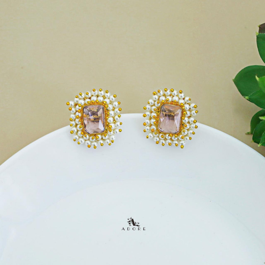 Ahelia Glossy Rectangle Cluster Pearl Earring