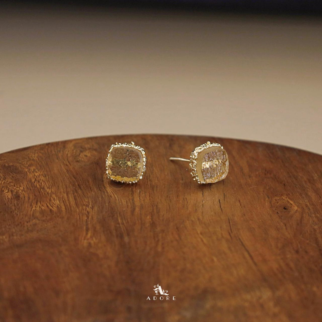 Textured Riana Square Stud