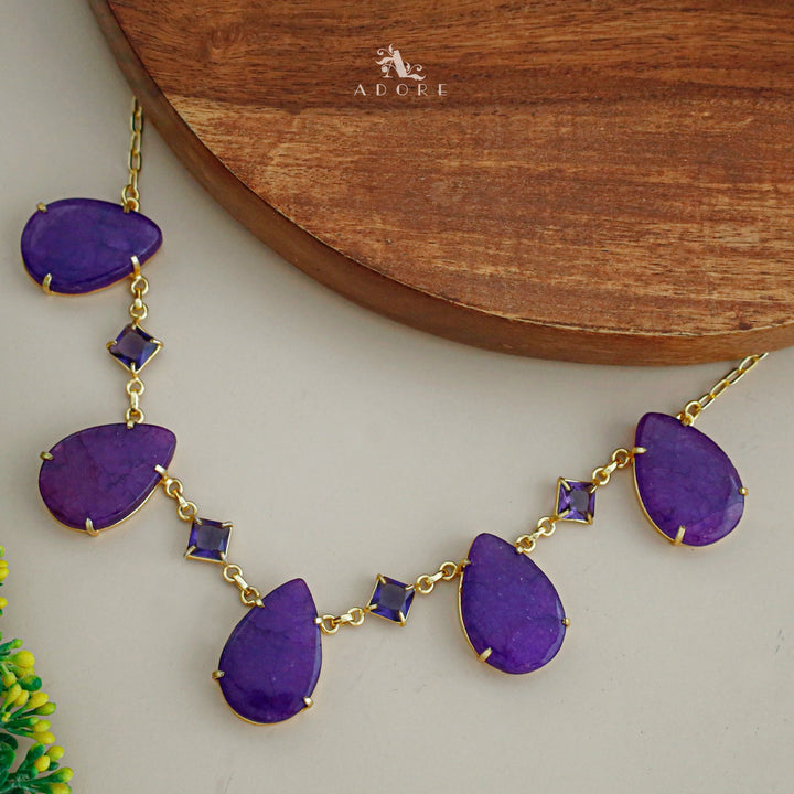 Melanie Glossy Diamond 5 Drop Short Neckpiece