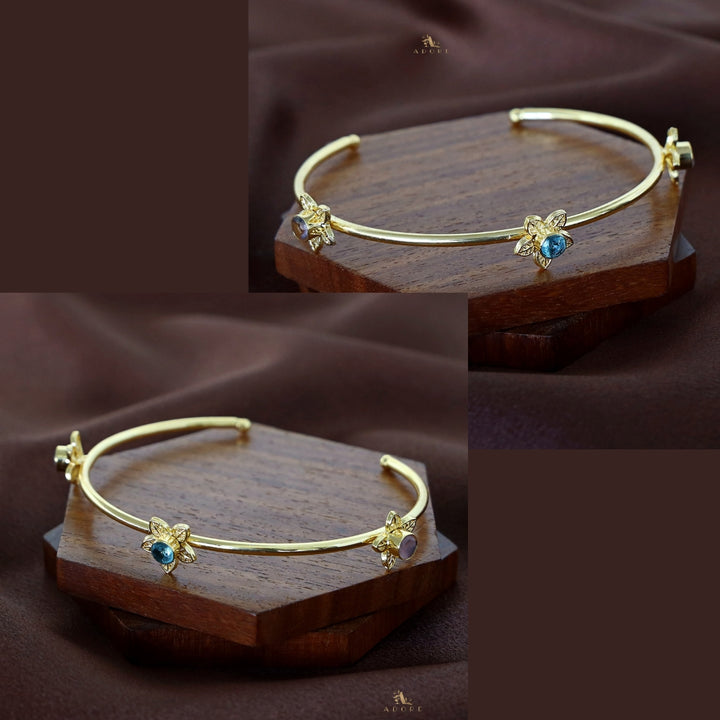 Golden Night Flower Glossy Bangle