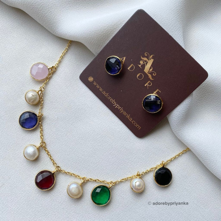Mihaara Pearl Neckpiece With Stud (Colour Option)