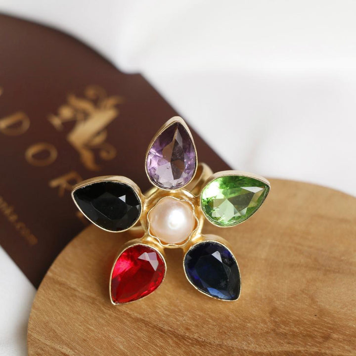 Glossy Floral Ring (Colour Options)