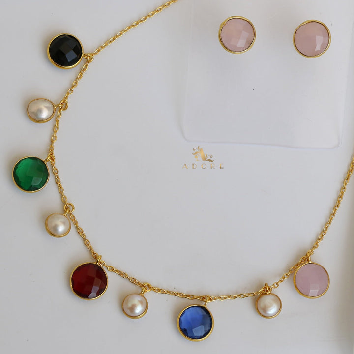 Mihaara Pearl Neckpiece With Stud (Colour Option)