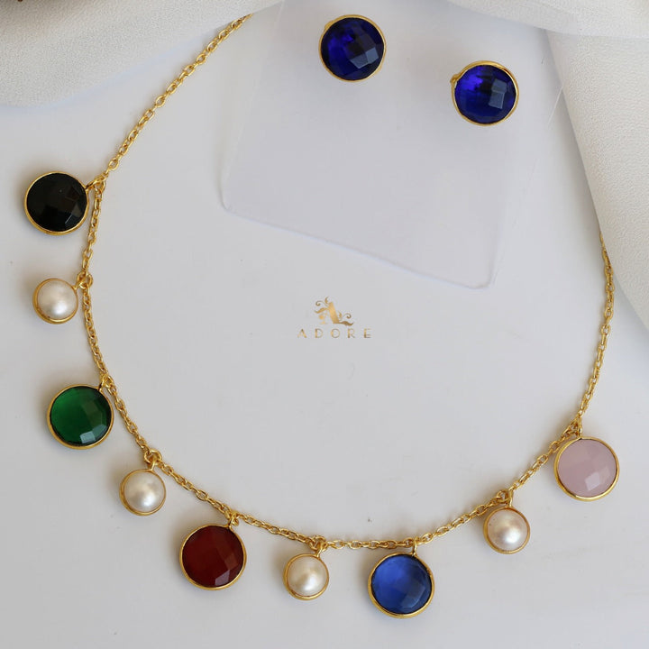 Mihaara Pearl Neckpiece With Stud (Colour Option)