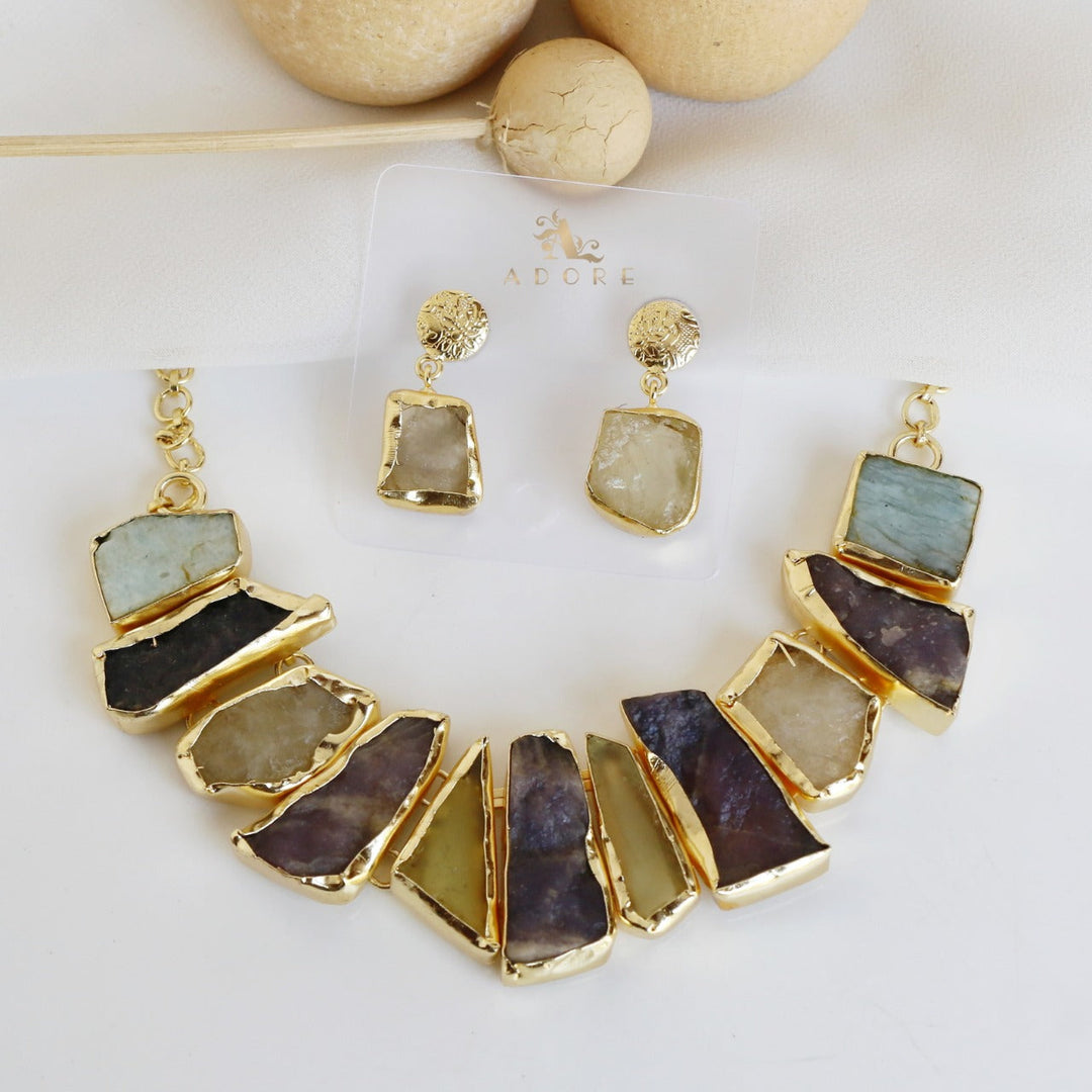 Raw Stone Hazel Neckpiece with Earring