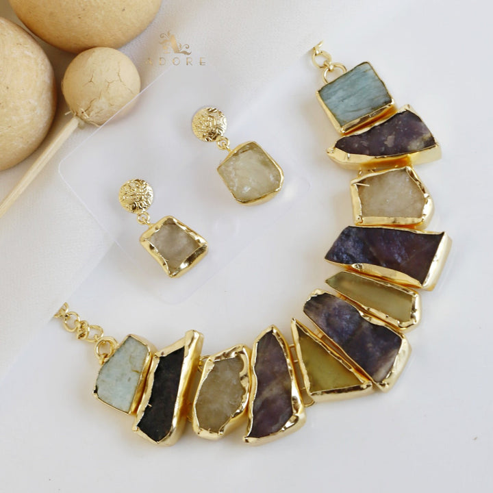 Raw Stone Hazel Neckpiece with Earring