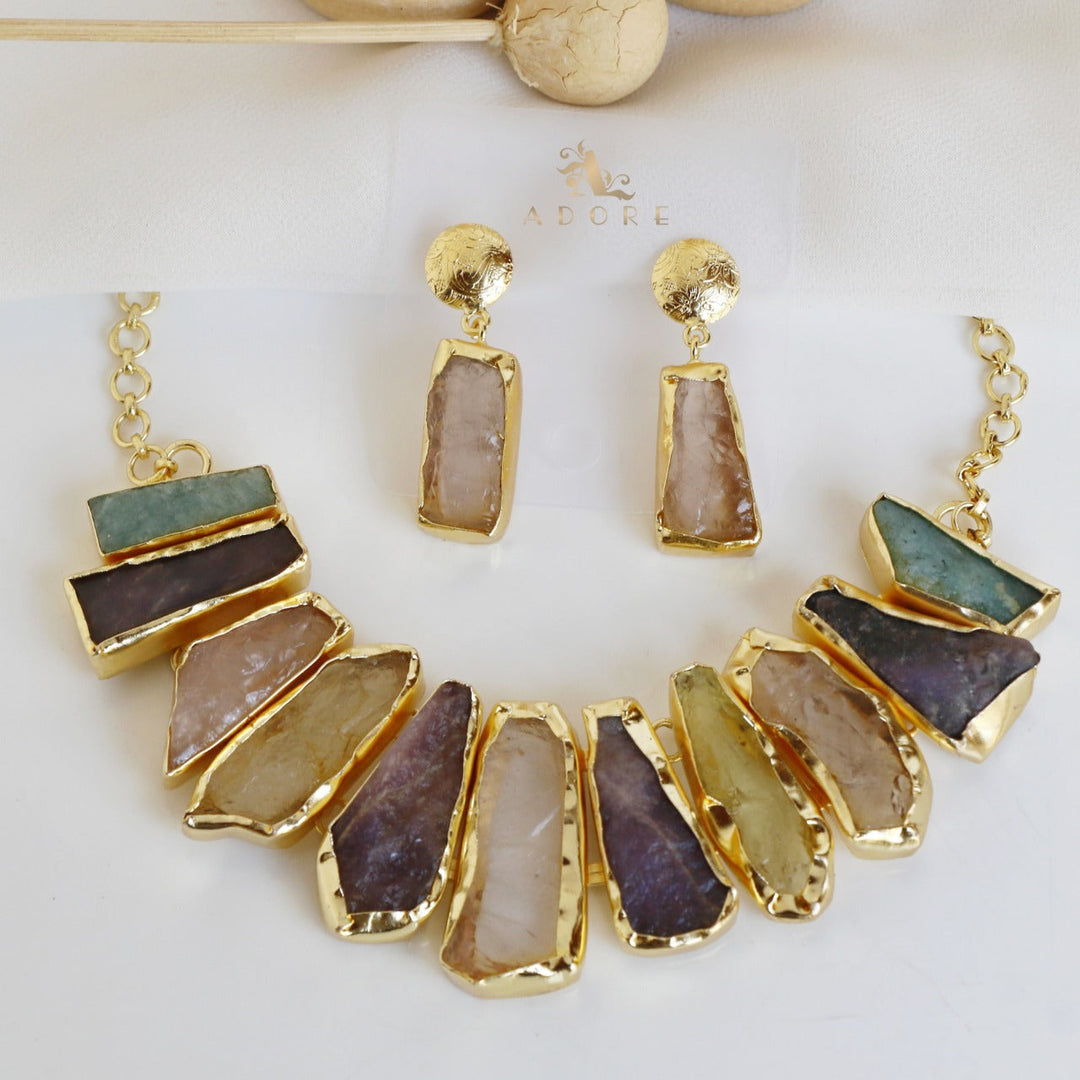 Raw Stone Hazel Neckpiece with Earring