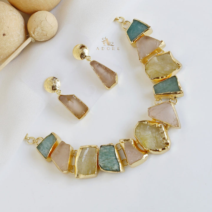 Raw Stone Hazel Neckpiece with Earring