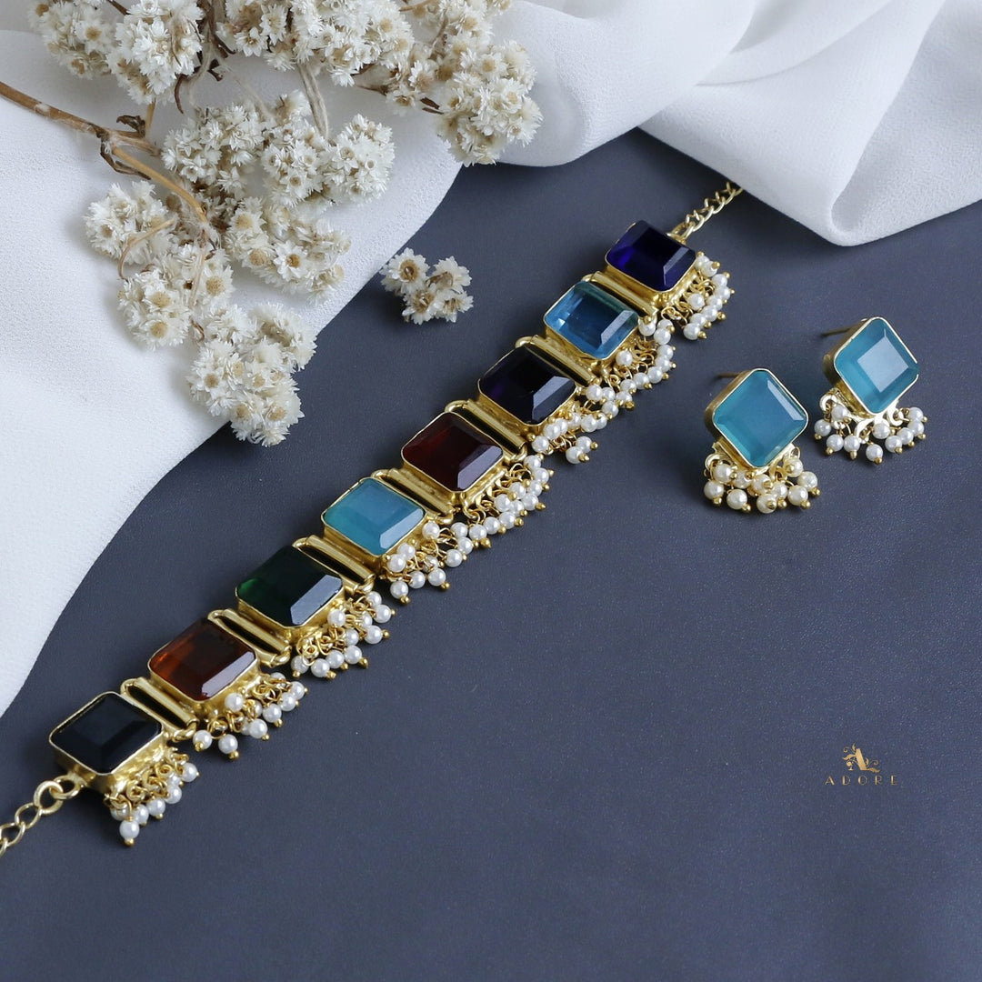 Urwasi Golden Pearl Drop Choker With Earring