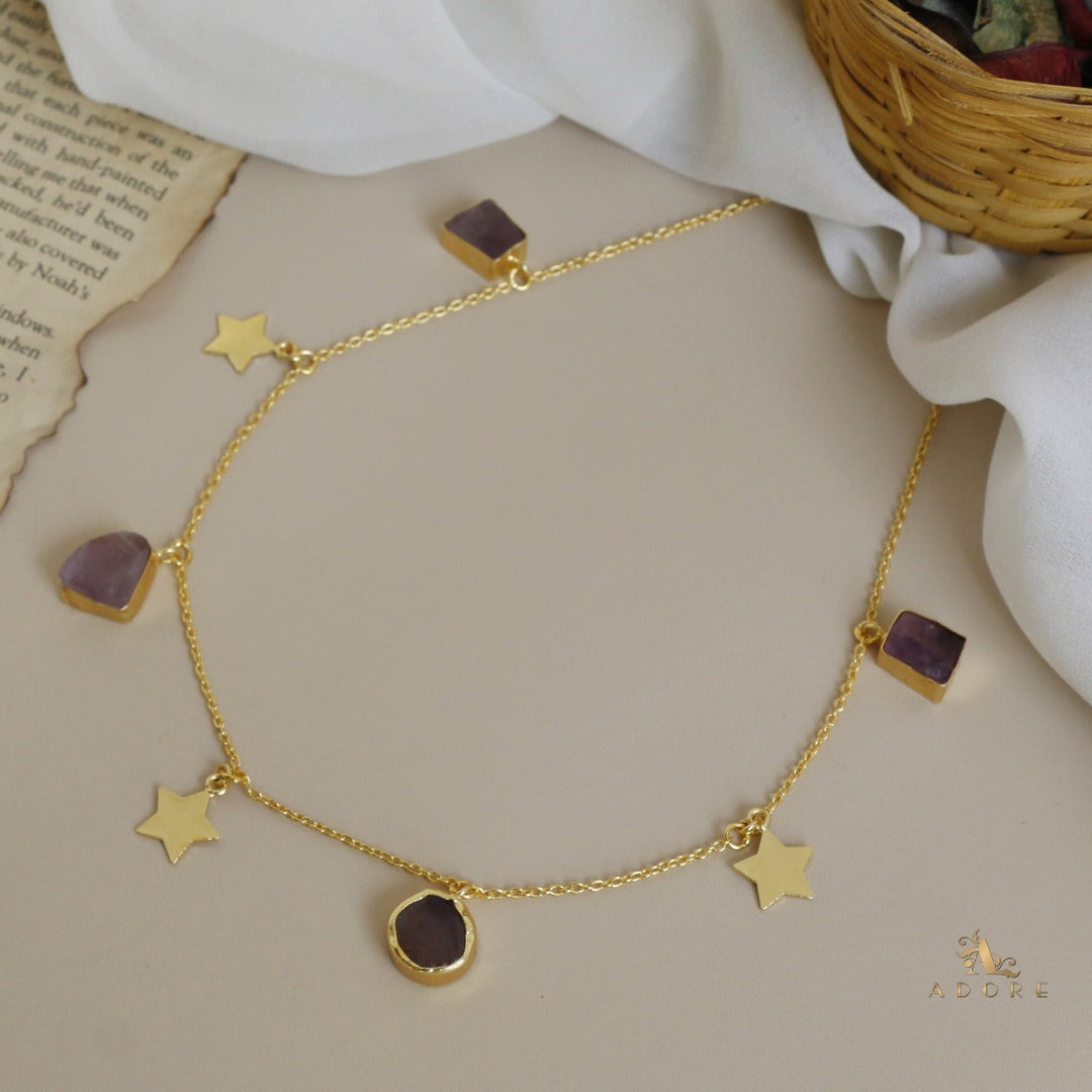 Chethasi Raw Stone + Gold Star Neckpiece