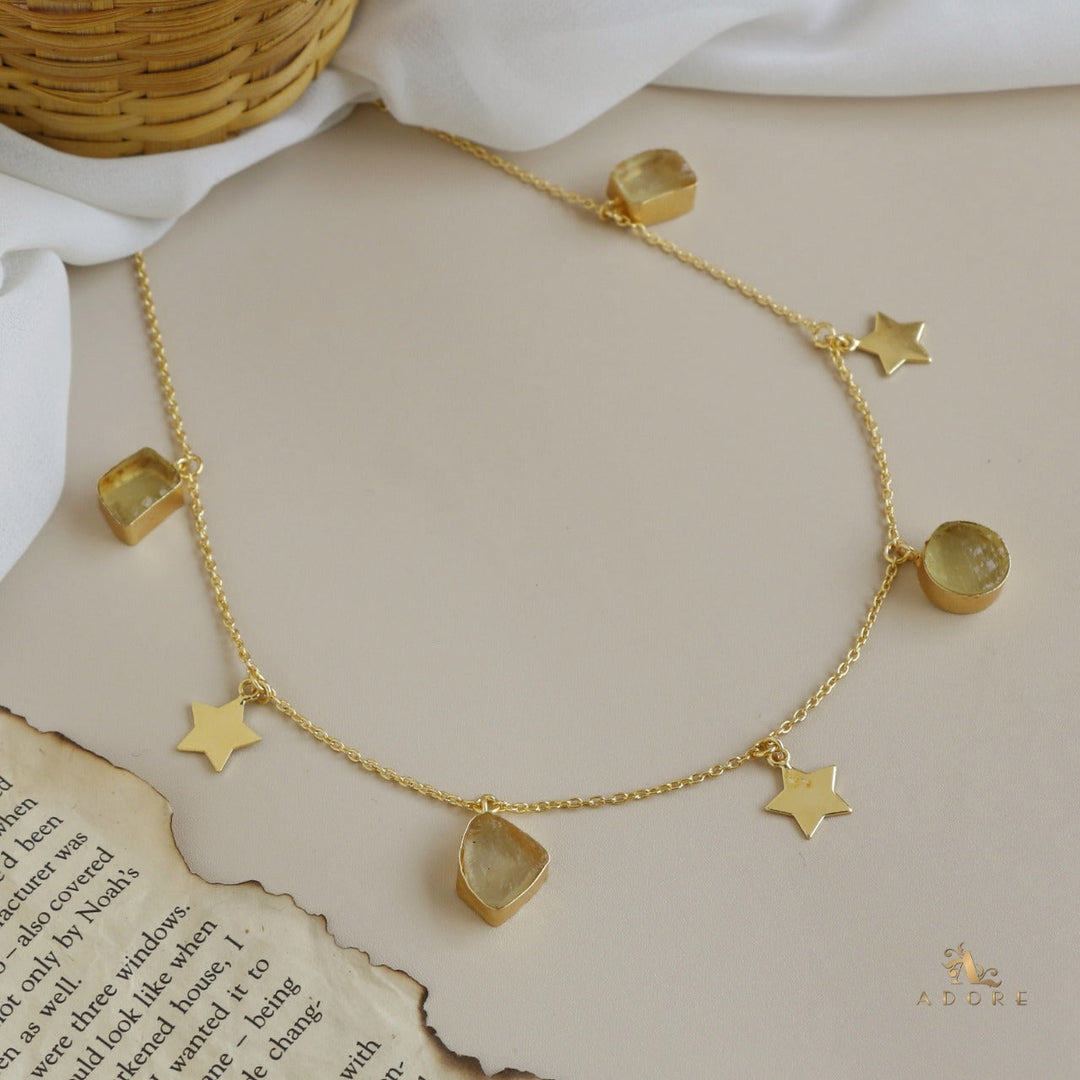 Chethasi Raw Stone + Gold Star Neckpiece