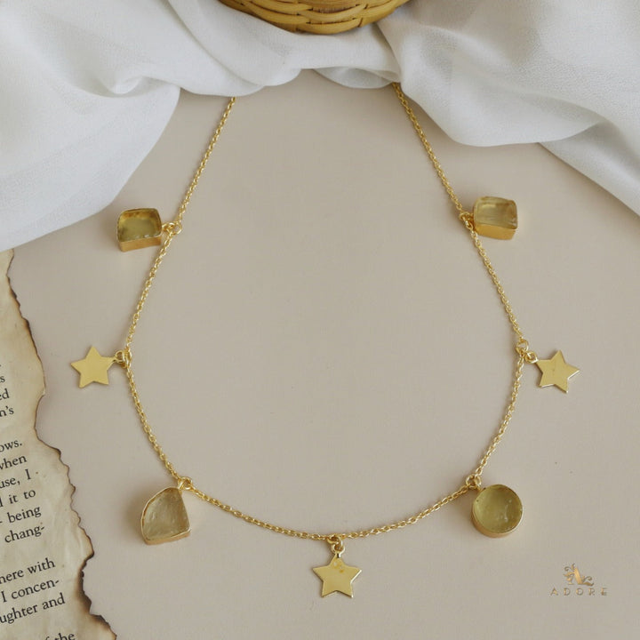 Chethasi Raw Stone + Gold Star Neckpiece