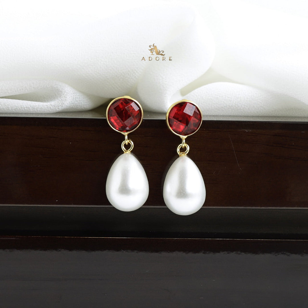 Dhurina Round Glossy Pearl Drop Earring