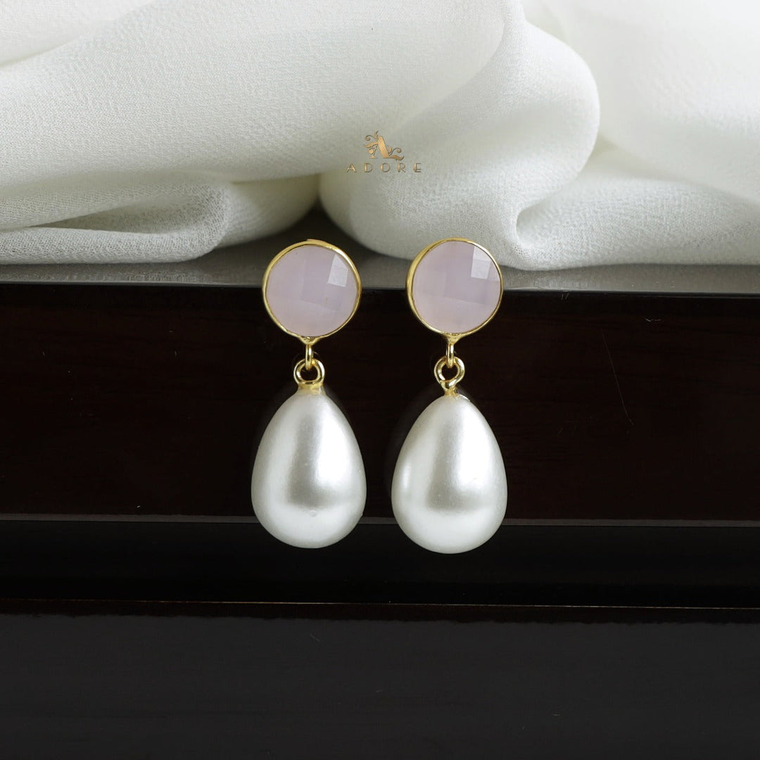 Dhurina Round Glossy Pearl Drop Earring