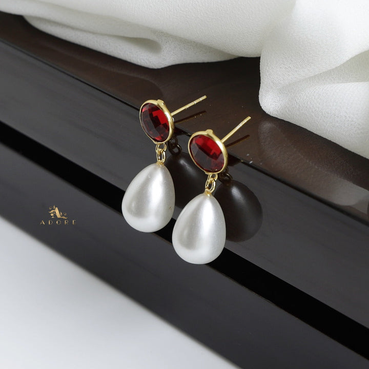 Dhurina Round Glossy Pearl Drop Earring