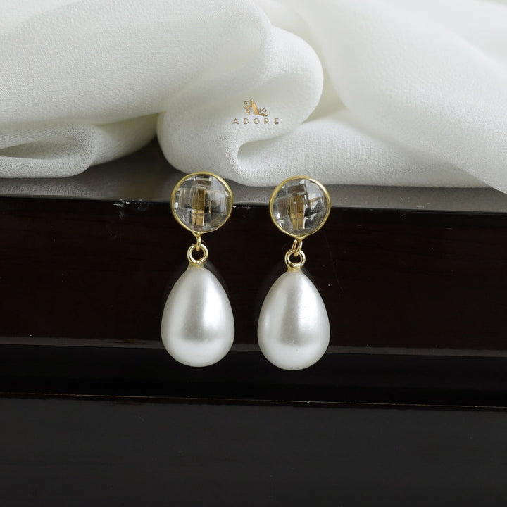 Dhurina Round Glossy Pearl Drop Earring