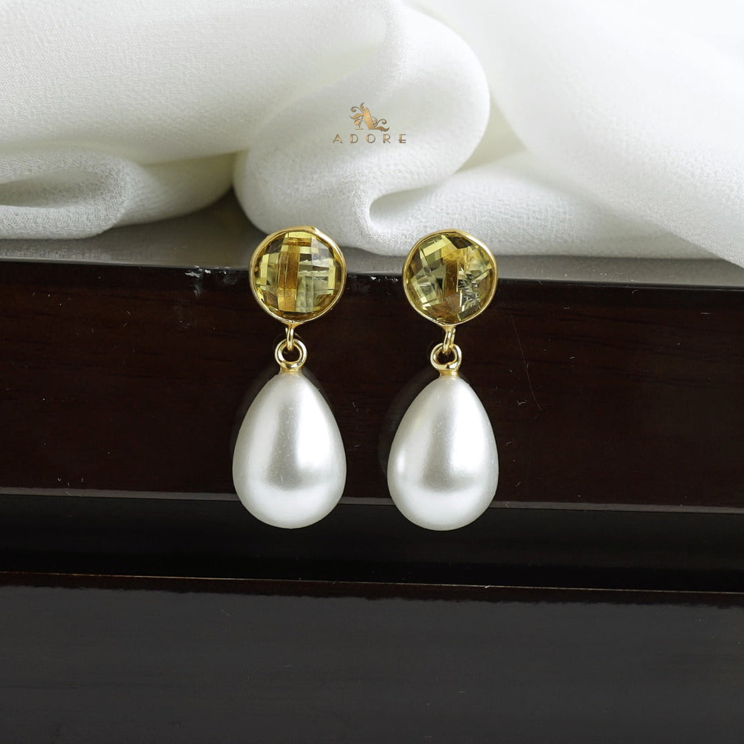 Dhurina Round Glossy Pearl Drop Earring