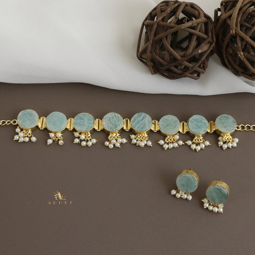 Alessandra Raw Stone Pearl Choker With Stud