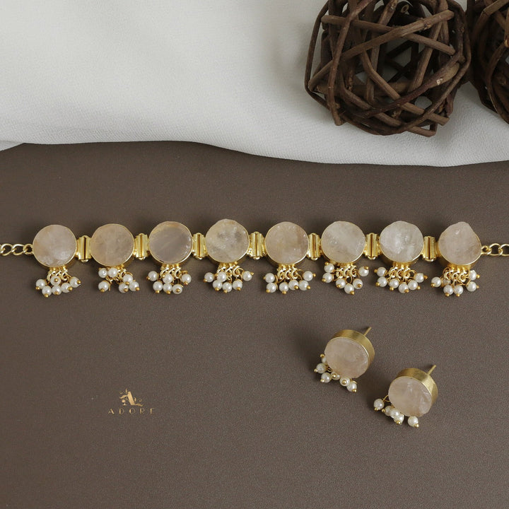 Alessandra Raw Stone Pearl Choker With Stud