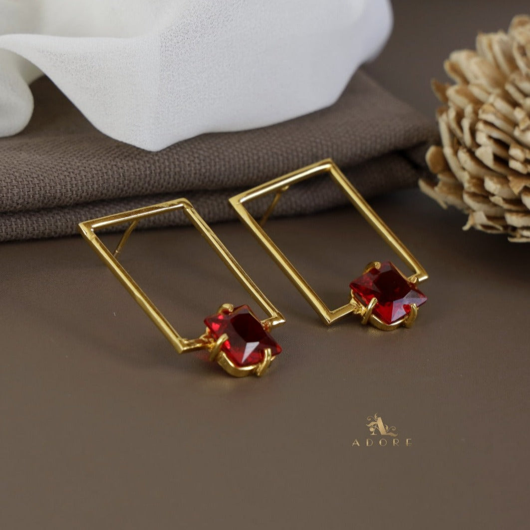 Olero Golden Rectangle Glossy Square Earring