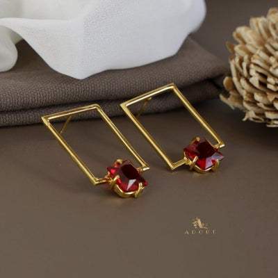 Olero Golden Rectangle Glossy Square Earring