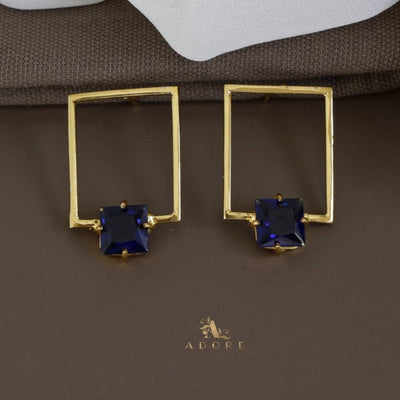 Olero Golden Rectangle Glossy Square Earring