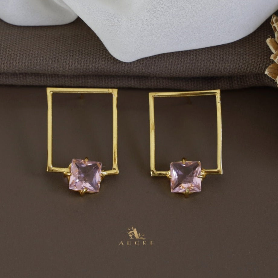 Olero Golden Rectangle Glossy Square Earring