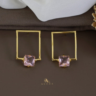 Olero Golden Rectangle Glossy Square Earring