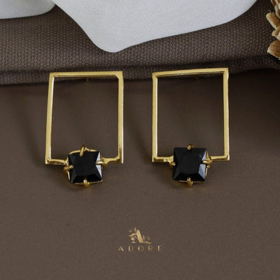 Olero Golden Rectangle Glossy Square Earring