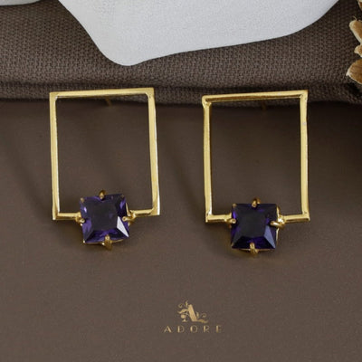 Olero Golden Rectangle Glossy Square Earring