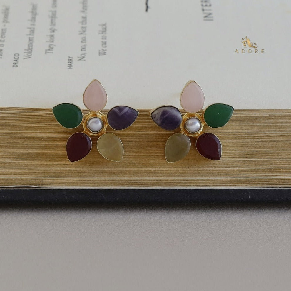 Adore Raw Stone - Flower Earring (Colours Available)